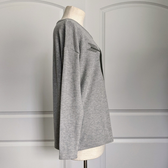 Chaser Pullover Heart Print Long Sleeve Scoop Neck Lounge Heather Grey M NWT - Picture 7 of 15